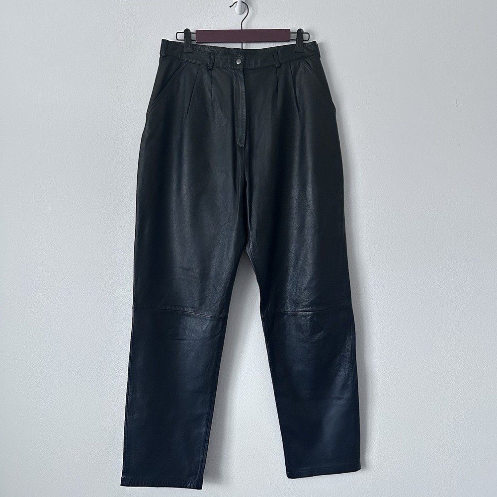 Vintage Silverleaf Genuine Leather‎ Biker Pant 80s High Waist Luxury Size Large